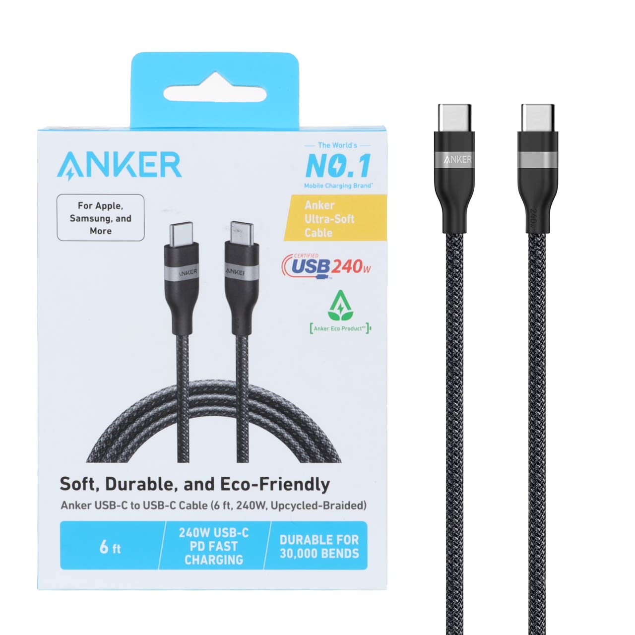کابل 180سانتی متر USB-C به USB-C انکر Anker USB-C to USB-C Cable 240W A82E2-180CM