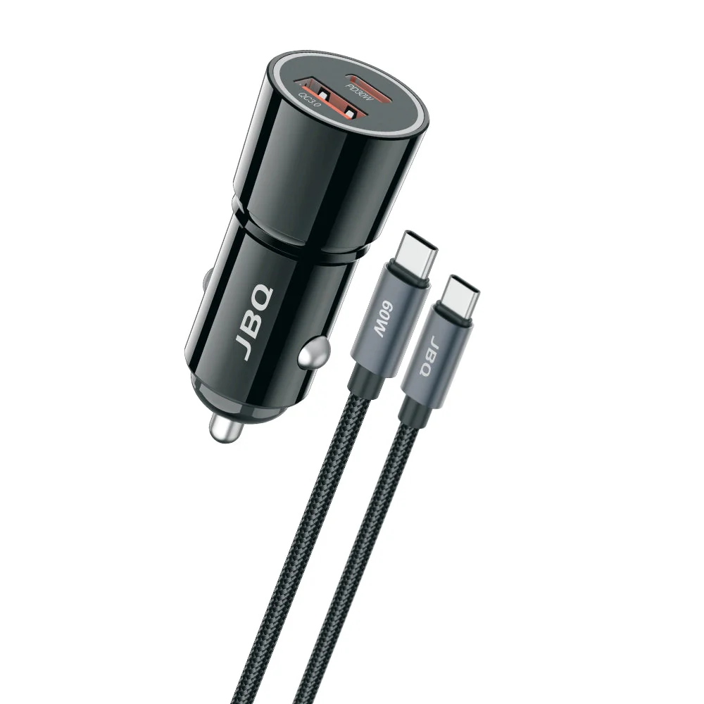 شارژر فندکی PD و فست دو پورت JBQ مدل C756962) 48W) به همراه کابل شارژ Type-C To Type-C